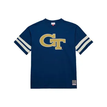 Mitchell & Ness x NCAA Georgia Tech Yellow Heavyweight Yoke T Shirt Men's Marine Blue