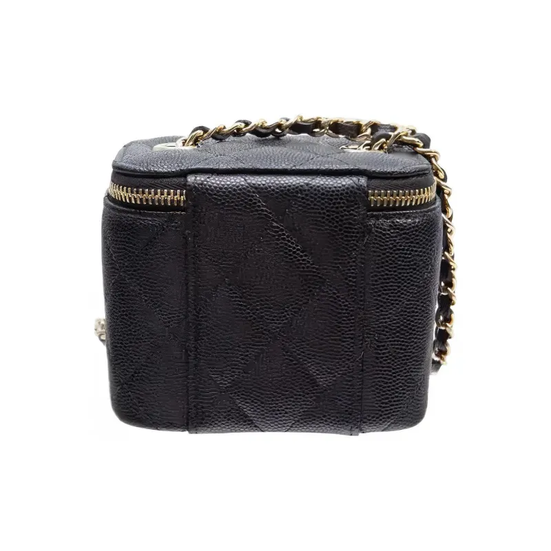 CHANEL Grain Embossed Cow Leather Box Bag, Crossbody Bag, Shoulder Bag Mini Women's Black-3
