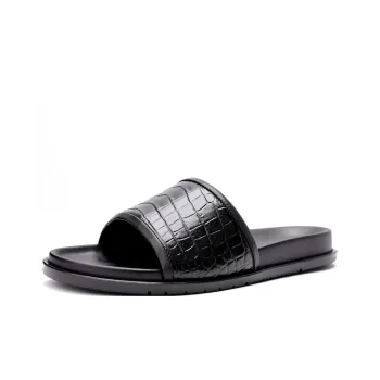 Brounvanm Rubber Sole Slide Slippers Men's Black