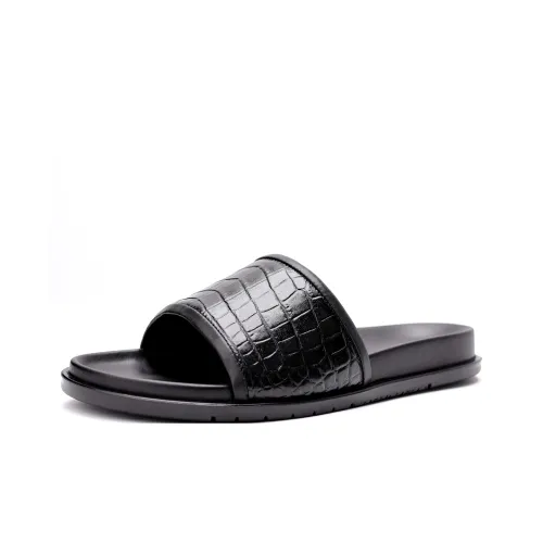 Brounvanm Rubber Sole Slide Slippers Men's Black