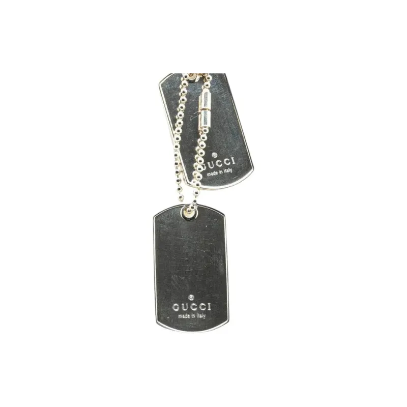 GUCCI 20th Century Sterling Silver Double Dog Tag Pendant Necklace-1