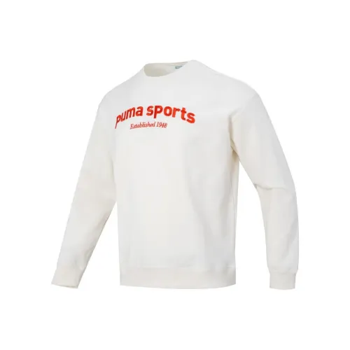 PUMA TEAM CREW FL Sweatshirts Men White Red