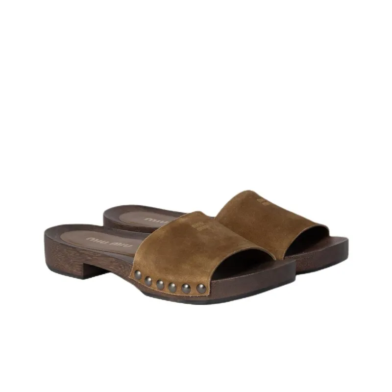 MIU MIU Slip Resistant Slide Slippers Women's Cinnamon-2