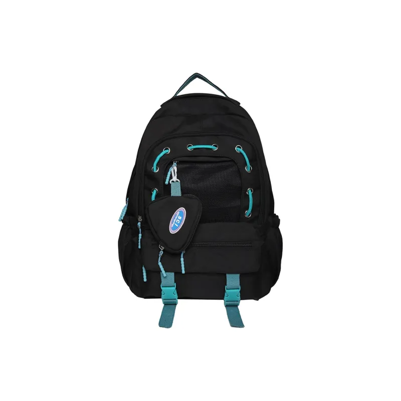XIANGSU Nylon Backpack Unisex Green/Yellow/Blue/Black/White-15