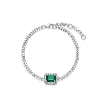 KOYOOME Cultured Emerald S925 Sterling Silver Bracelets Unisex