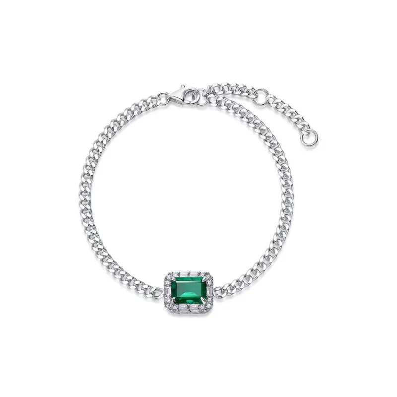 KOYOOME Cultured Emerald S925 Sterling Silver Bracelets Unisex-0