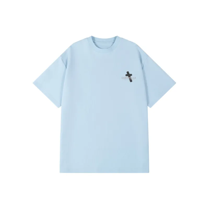 Caramella Drop Shoulder Sleeve T Shirt Unisex White Heather Gray-17