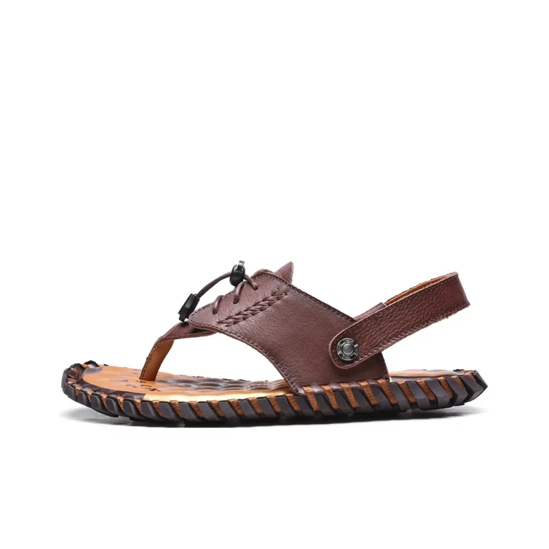 AMICNIEGD Beach Sandals Men Light Brown/Dark Brown/Khaki-6