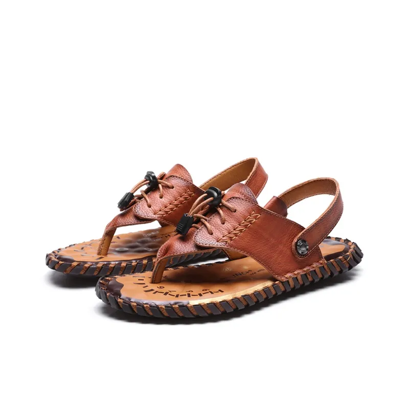 AMICNIEGD Beach Sandals Men Light Brown/Dark Brown/Khaki-2