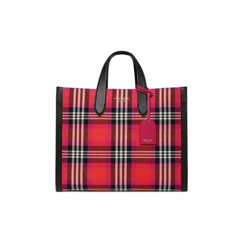 Kate Spade Manhattan Fabric With Leather Handbag Shoulder Bag Large Size Women's Pink & Black