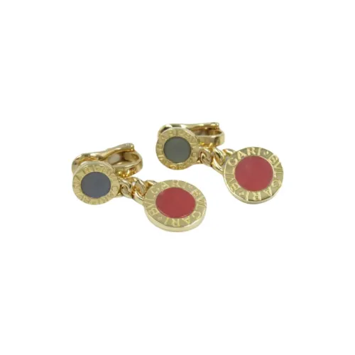 BVLGARI 2010s 18kt Yellow Gold Rhodochrosite And Chalcedony Earrings