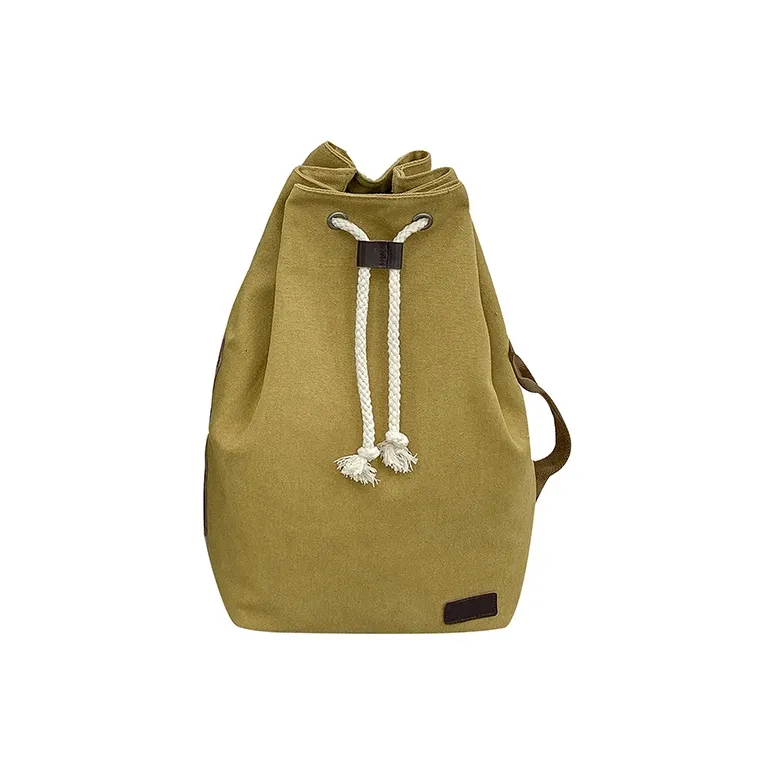 Deli Bear Canvas Backpack Unisex Light Gray/Black/Khaki-10
