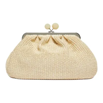 WEEKEND MaxMara Cotton Clutch Medium Size Women's Beige Yellow