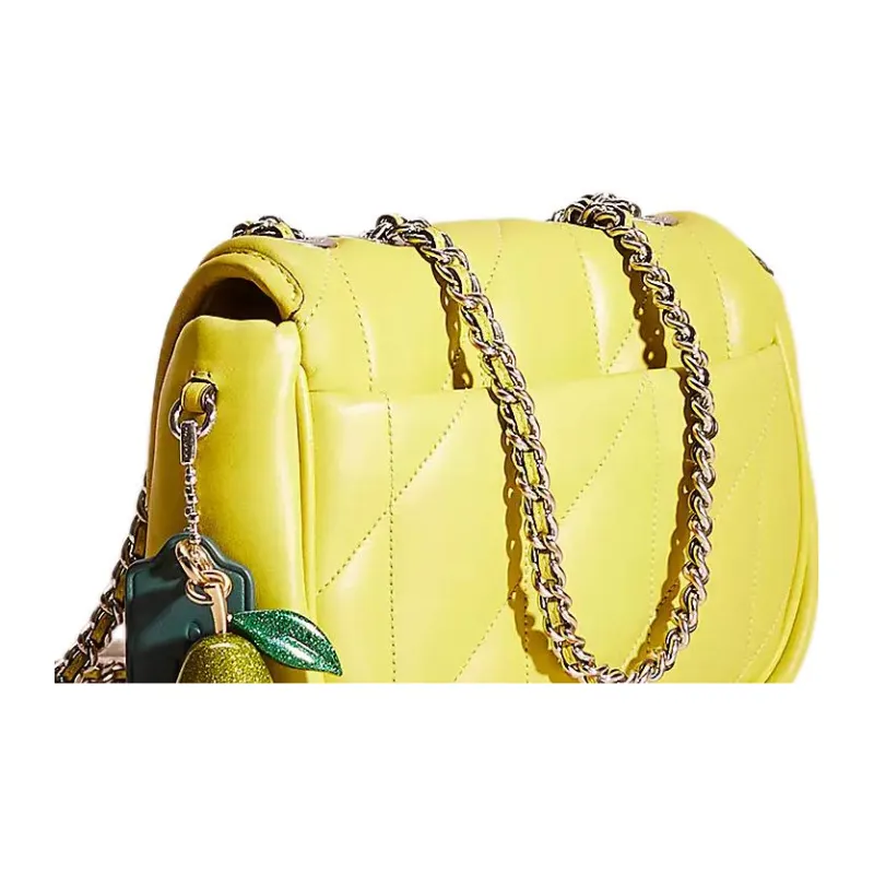 COACH Pillow Nappa Leather Pillow Bag Crossbody Bag Shoulder Bag Women's Silver Multicolor Orange Yellow-4