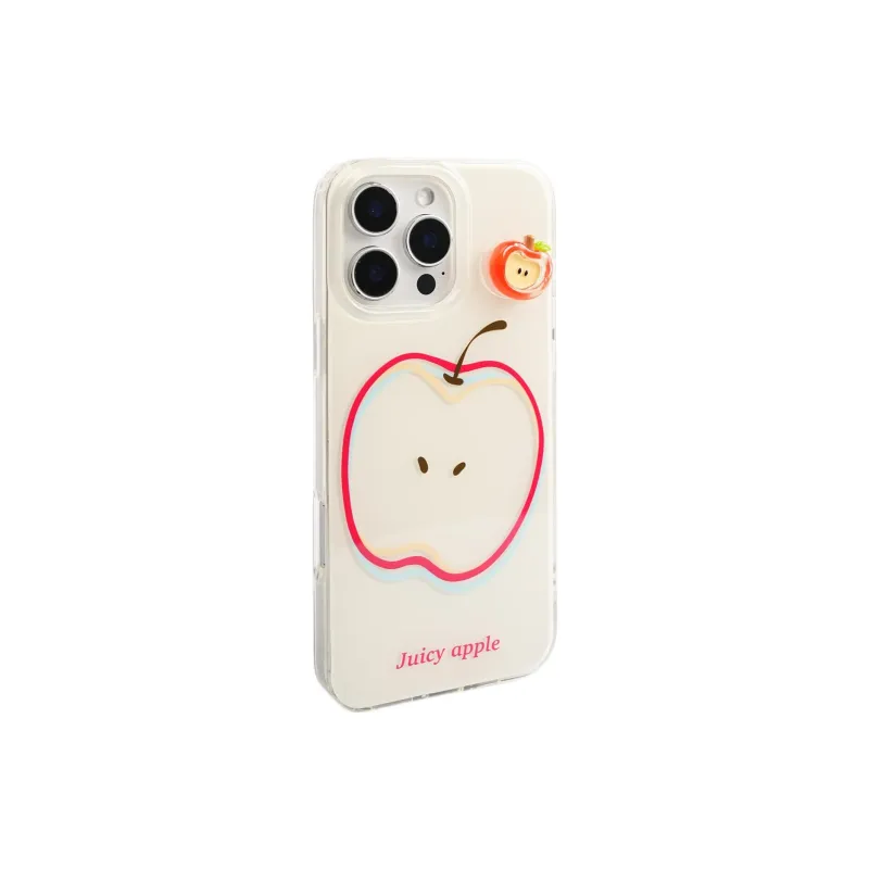 Sopi Acrylic Material Line Apple Peach Lemon Phone Cases Compatible With IPhone 16/15 Pro Max/Apple 13/14 Pro/Max-1
