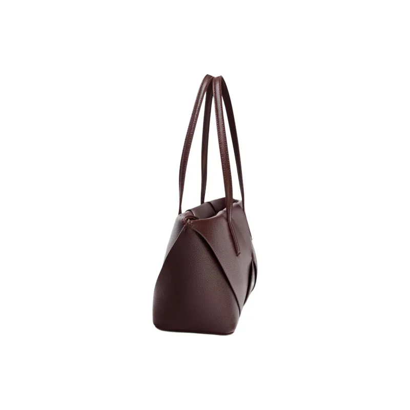 ZARA Polyurethane Handbag Medium Size Women's Red-3