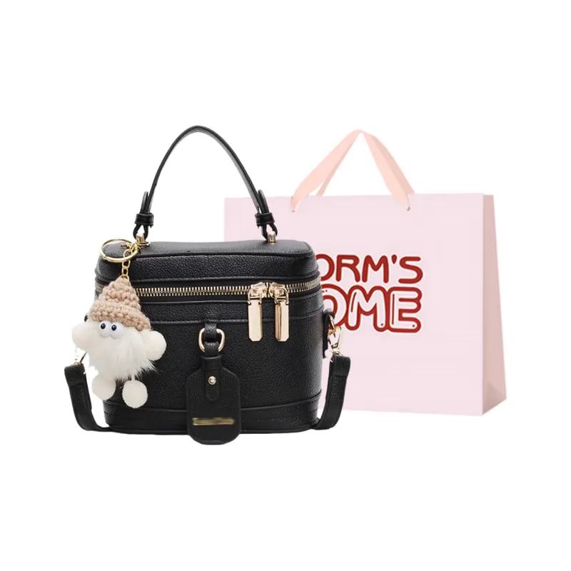 Worm's Home PU Box Bag Handbag Women's Ecru/Pink/Yellow/Black-9