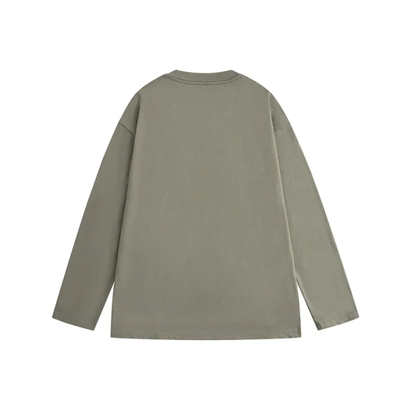 ONE PIECE Casual Students Long Sleeved T Shirt Men's Solid Color Basic-9