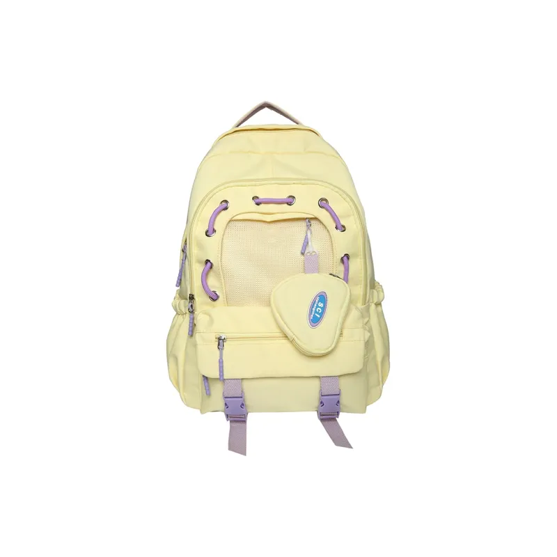 XIANGSU Nylon Backpack Unisex Green/Yellow/Blue/Black/White-5