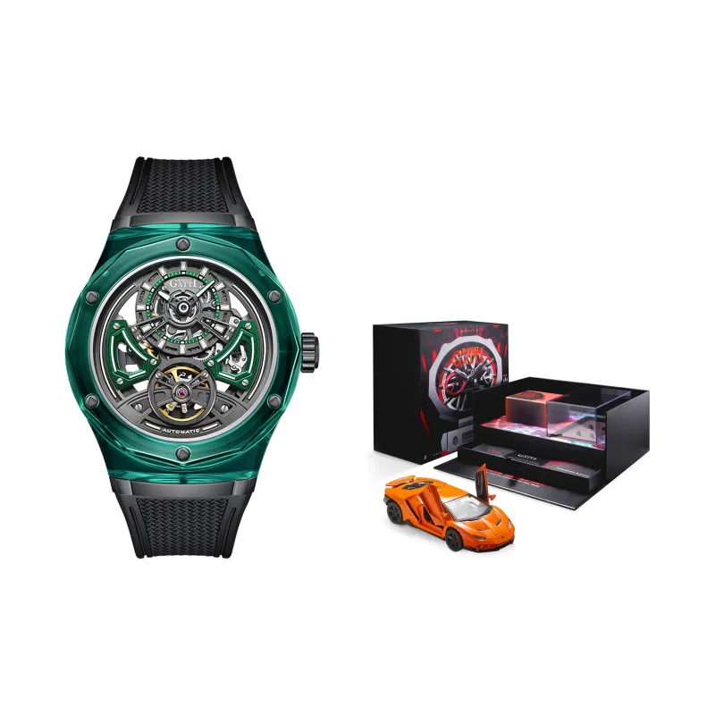 BONEST GATTI Automatic Mechanical Movement Rubber Strap Watch Men's Watches Black Dial-14