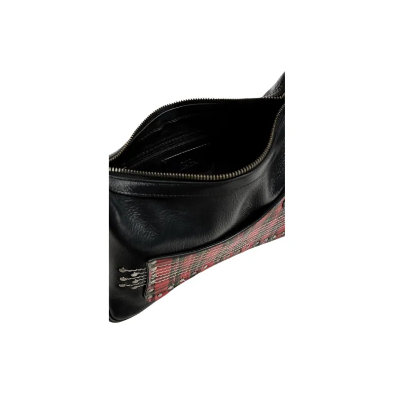 ZARA ANDERSSON BELL Man With Cow Leather And PU Crossbody Bag, Shoulder Bag Regular Women's Black & Red-3