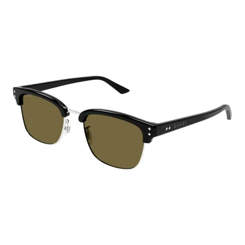 GUCCI Metal Recycled Acetate Browline Sunglasses Men's Black