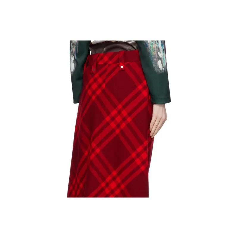 Burberry Vintage Check Frayed-Edge Skirt-5