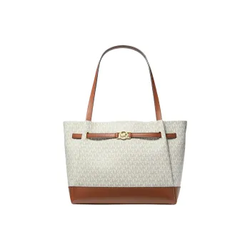 MICHAEL KORS Reed Coated Canvas Tote Bag, Shopping Bag, Shoulder Bag Tubas Women's Vanilla White