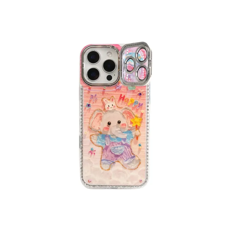 Sopi Acrylic Material Blue Light Overalls Elephant Phone Cases Compatible With IPhone 16/15 Pro Max/Apple 13/14 Pro/Max-1