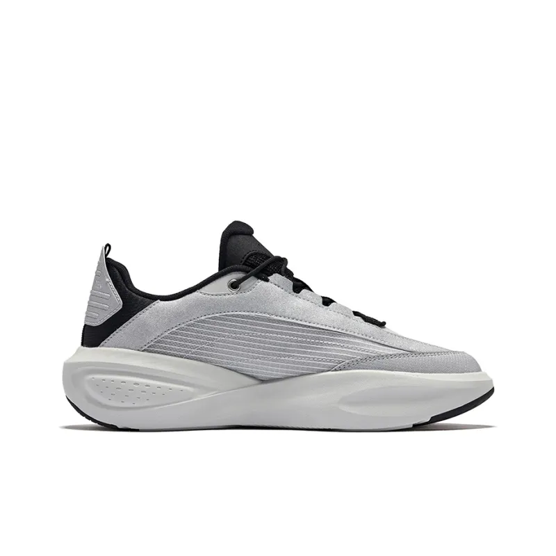 Erke Anti-Slip Wear-Resistant Low-Top Casual Shoes Men's Silver Black-1