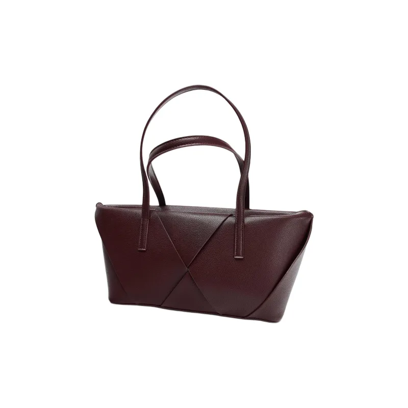 ZARA Polyurethane Handbag Medium Size Women's Red-2
