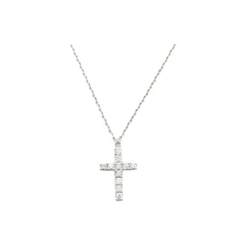 Cartier 2010s Pre owned 18kt White Gold Cross Diamond Necklace