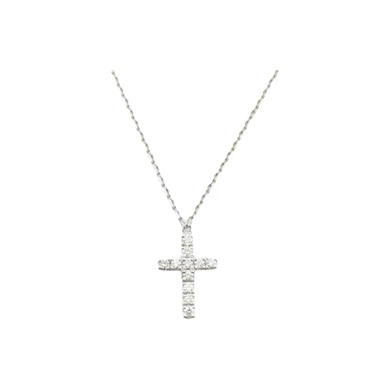 Cartier 2010s Pre owned 18kt White Gold Cross Diamond Necklace-0