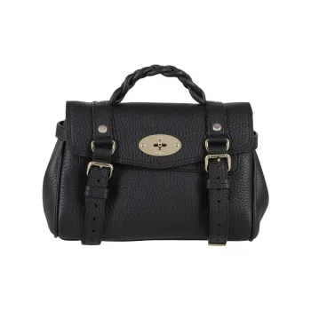 Mulberry Alexa Leather Shoulder Bag Crossbody Bag Handbag Mini Women's Black