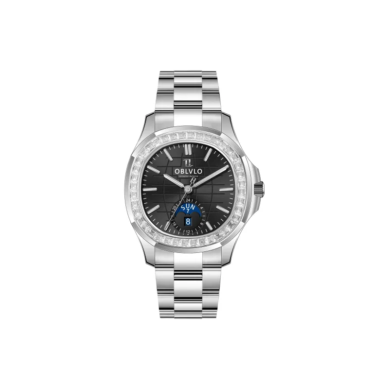 OBLVLO Automatic Mechanical Movement Watch Men's Watches Blue Dial-2
