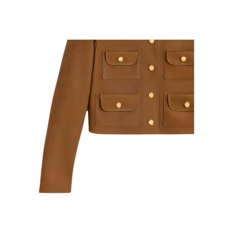 CELINE SS24 Leather Jacket Women's Light Earth Yellow-2