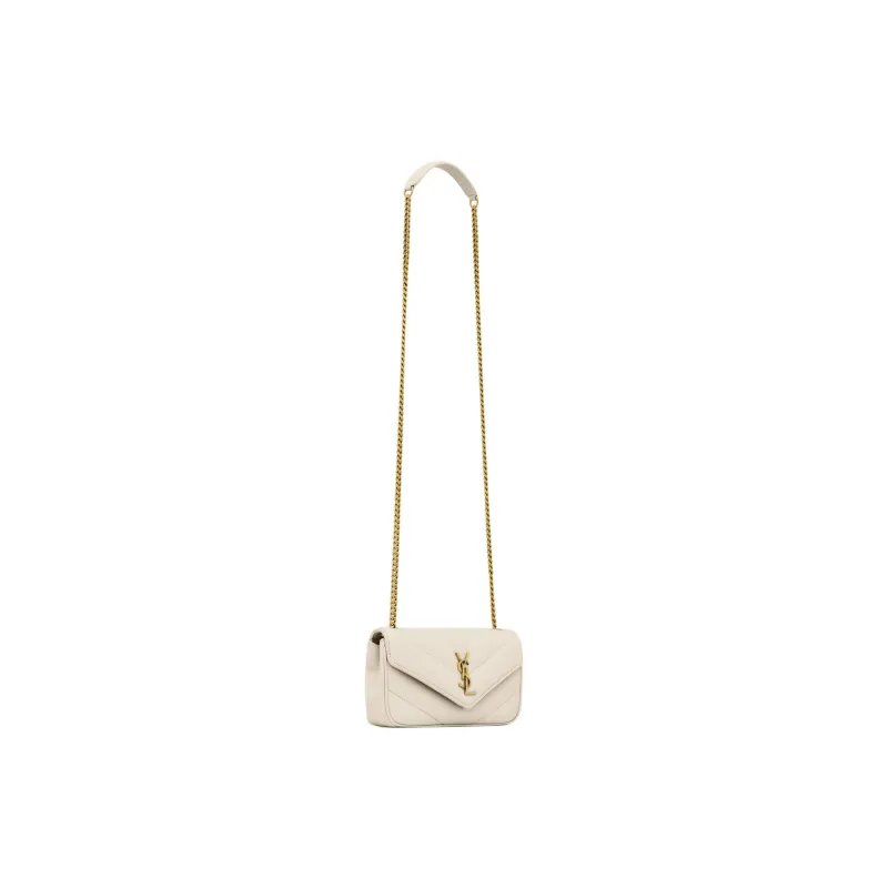 SAINT LAURENT LOULOU Sheepskin Shoulder Bag Mini Women's Vintage White-1