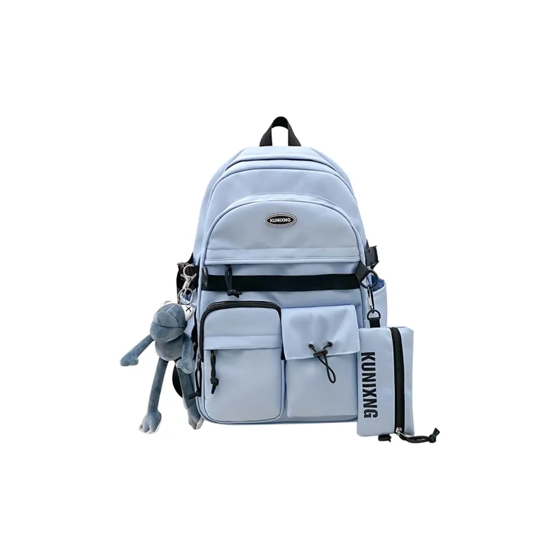 Deli Bear Nylon Backpack Unisex Ecru Light Gray Blue Black-9