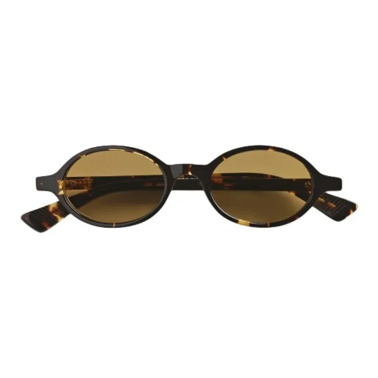 Bottega Veneta Plastic Acetate Oval Sunglasses Unisex Black/Yellow-0
