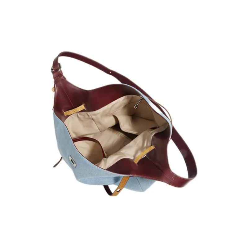 H YXIANG Denim Shoulder Bag Regular Women's Blue & Burgundy/Blue & Pink-3