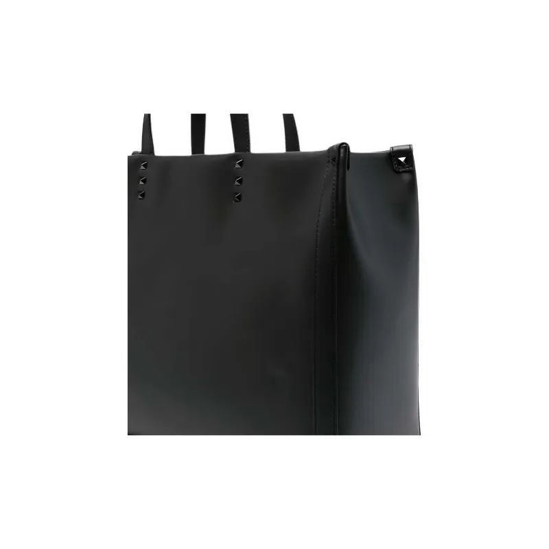 Valentino Leather Tote Bag Shopping Bag Handbag Men's Black-2