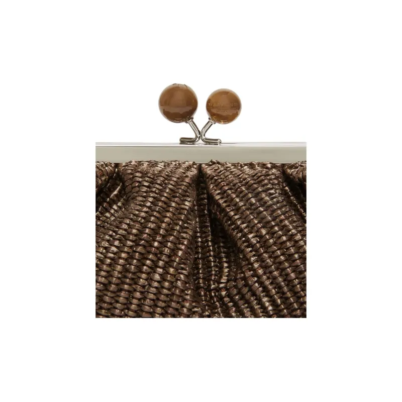 WEEKEND MaxMara Pasticcino Cotton Clutch Shoulder Bag Small Size Women's Umber-5