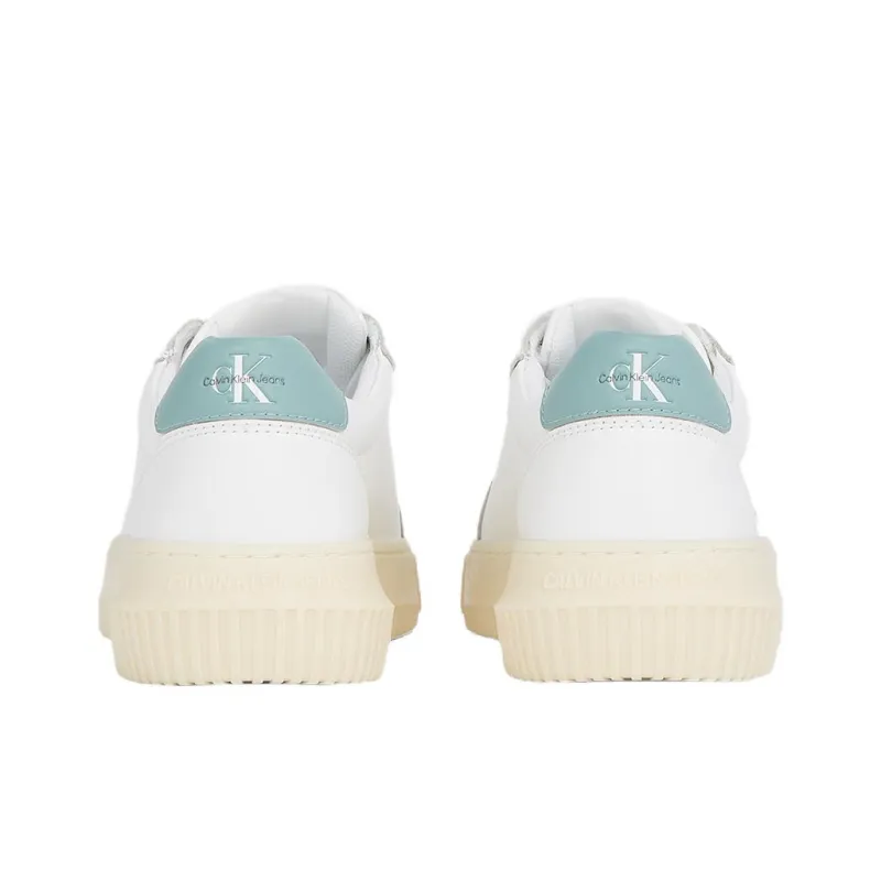 CKJ CALVIN KLEIN JEANS Low Top Skateboard Shoes Women's White Green-4