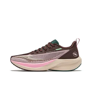 Erke Lightning 4 Cushioned Wear Resistant Slip Resistant Low Top Casual Running Shoes Women's Pink Brown