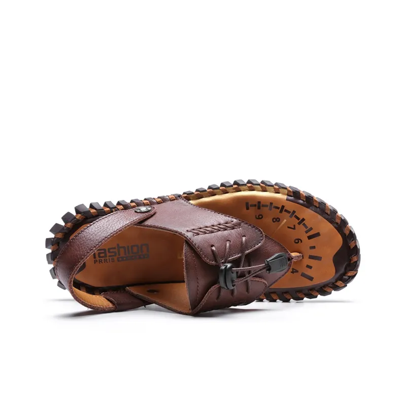 AMICNIEGD Beach Sandals Men Light Brown/Dark Brown/Khaki-8