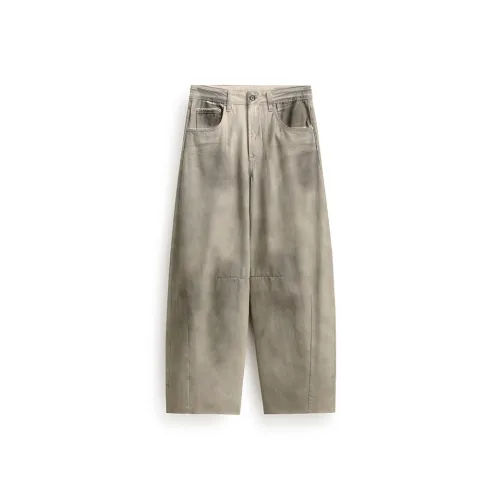ZENGZHI Jeans Unisex Dirty Apricot