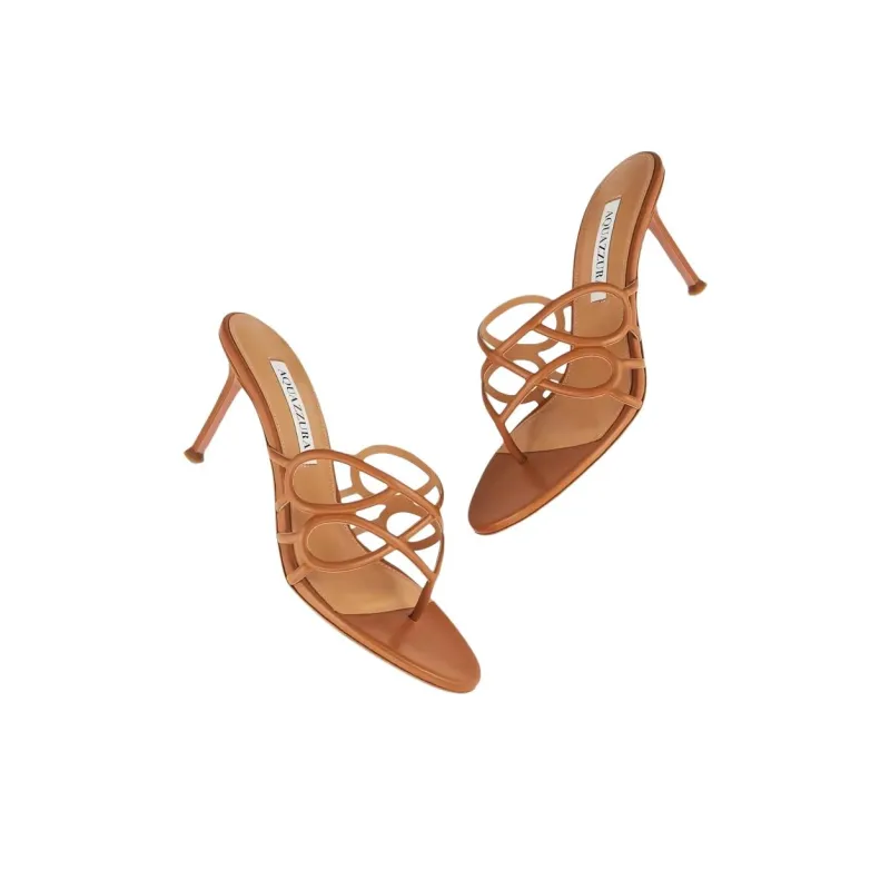 AQUAZZURA Flip Flops 7.5cm Women's Brown-3