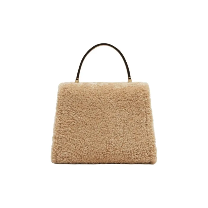 Valextra Iside Calfskin With Shearling One Shoulder Handbag Mini Women's Cashmere Beige-1