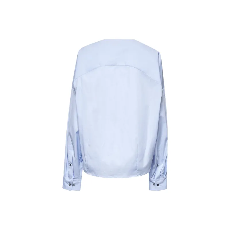 DRIES VAN NOTEN V Neck Poplin Top-1