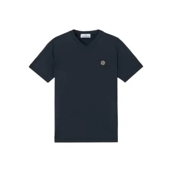 STONE ISLAND Compass Patch Logo V Neck T Shirt